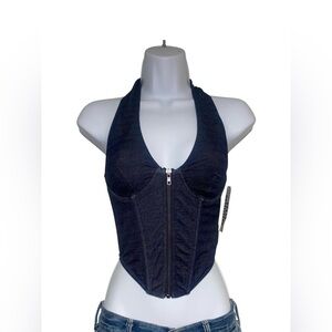 Brand new with tags urban outfitters denim print halter corset top